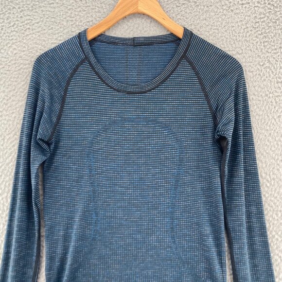 Lululemon Swiftly Tech Long Sleeve Crew Dark Maritime Black Lavender Blue Top 6 - Picture 2 of 9